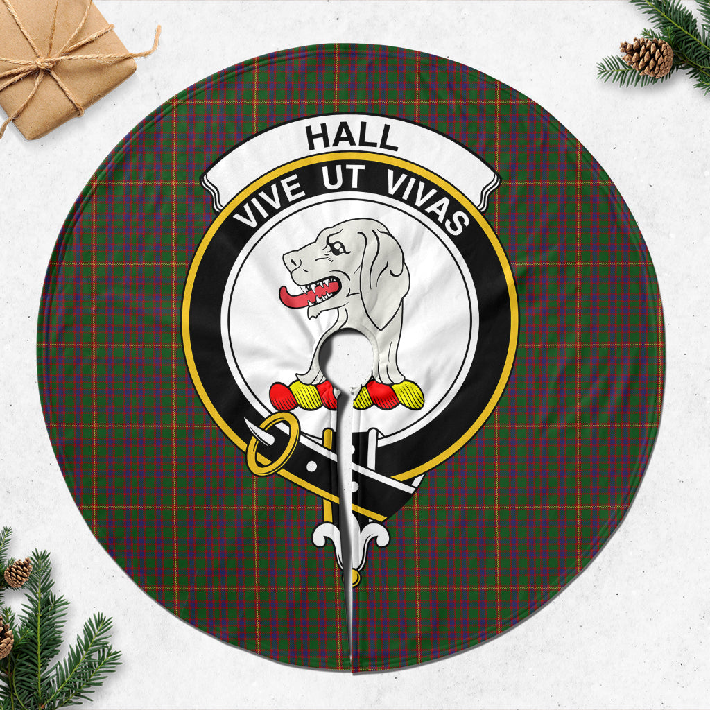 Hall Tartan Christmas Tree Skirt with Family Crest - Tartanvibesclothing