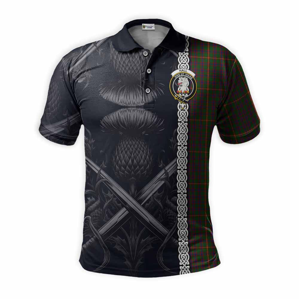 Hall Tartan Polo Shirt with Family Crest Cross Sword Thistle Celtic Vibes Kid - Tartan Vibes Clothing