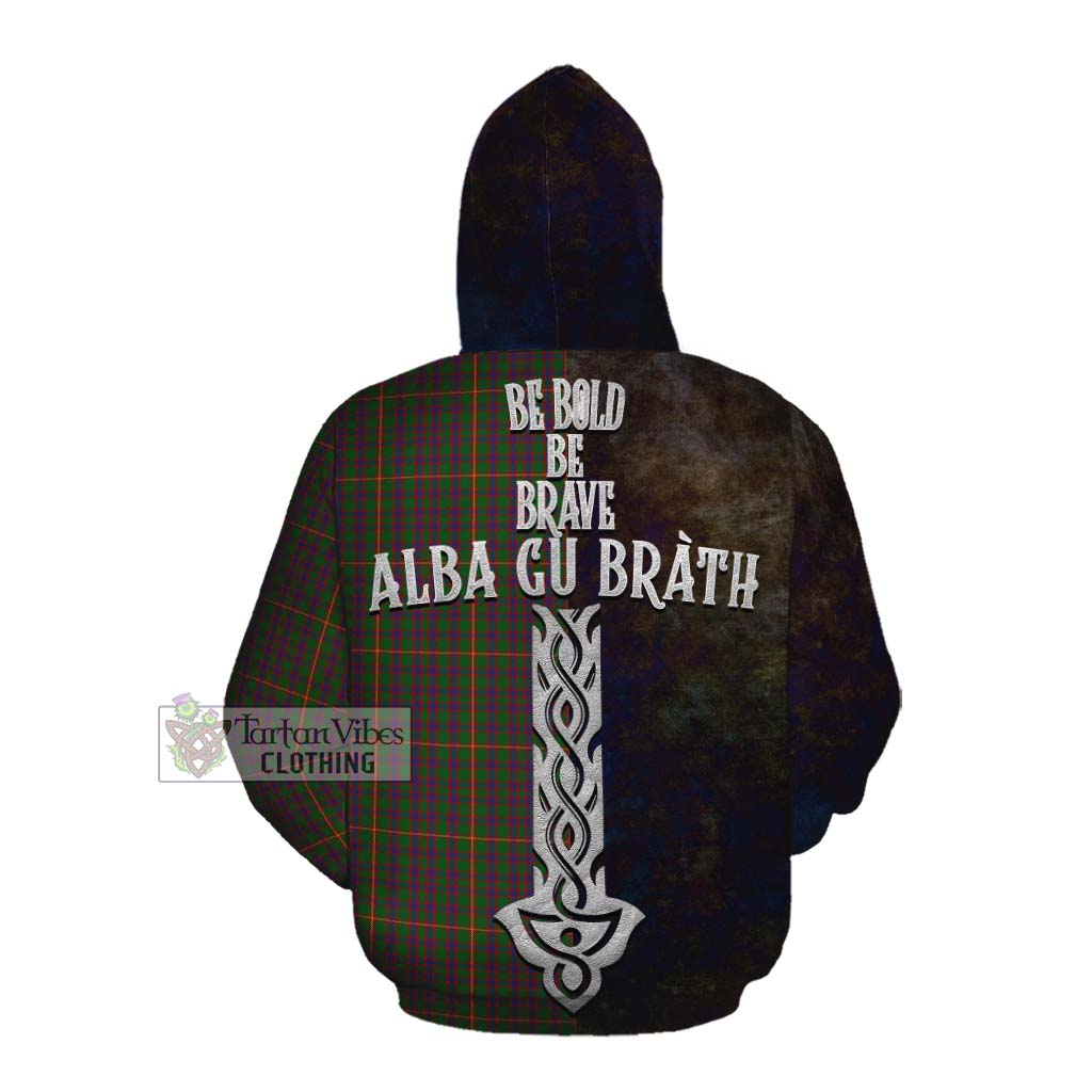 Tartan Vibes Clothing Hall Tartan Family Crest Cotton Hoodie Alba Gu Brath Be Brave Lion Ancient Style
