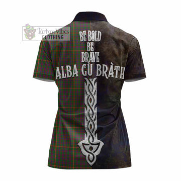 Hall Tartan Family Crest Women's Polo Shirt Alba Gu Brath Be Brave Lion Ancient Style