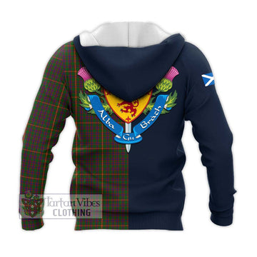 Hall Tartan Knitted Hoodie Alba with Scottish Lion Royal Arm Half Style