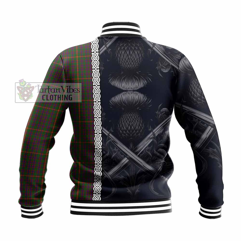 Tartan Vibes Clothing Hall Tartan Baseball Jacket with Family Crest Cross Sword Thistle Celtic Vibes