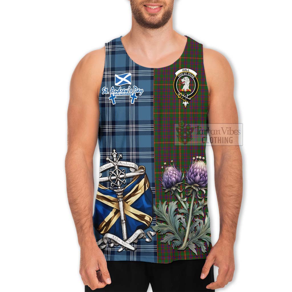 Tartan Vibes Clothing Hall Tartan Men's Tank Top Happy St. Andrew's Day Half Tartan Style