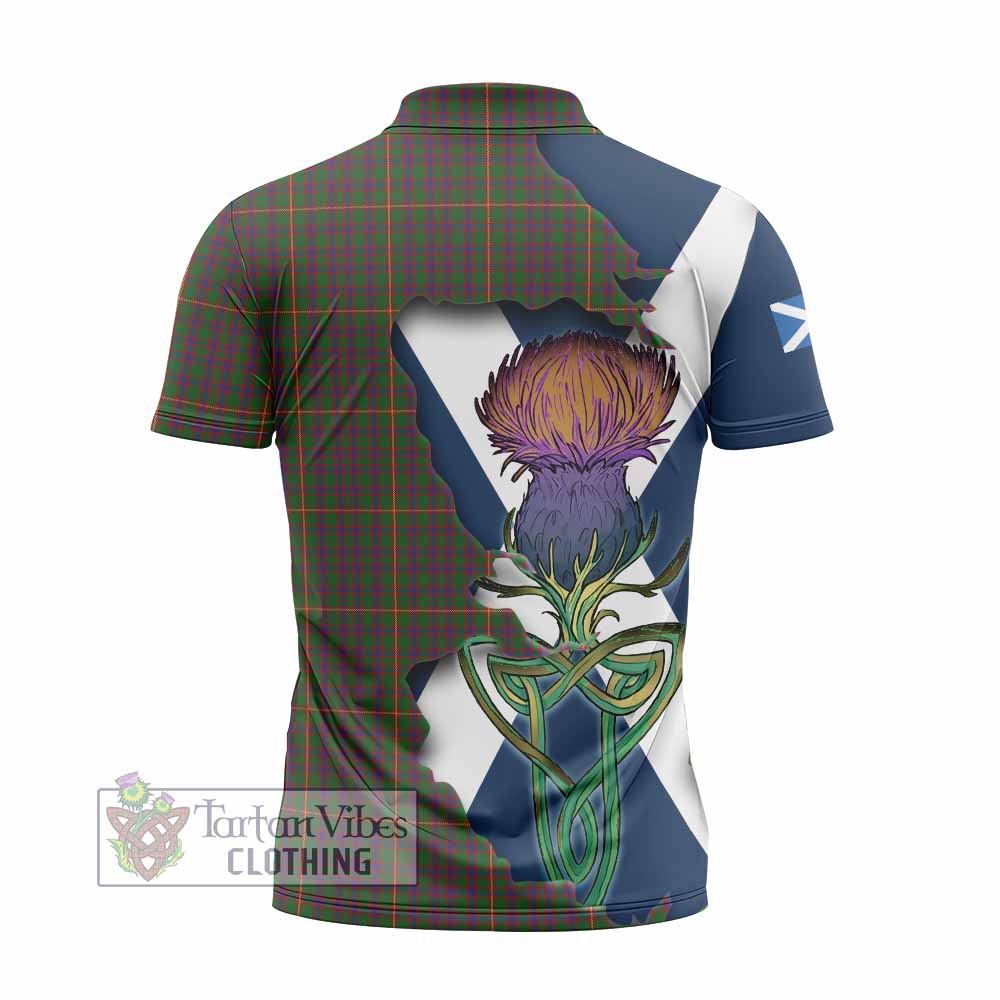 Tartan Vibes Clothing Hall Tartan Family Crest Zipper Polo Shirt Scottish Thistle Celtic Inspired