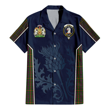 Tartan Vibes Clothing Hall Tartan Short Sleeve Button Up Shirt with Family Crest and Scottish Thistle Vibes Sport Style