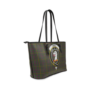 Hall Tartan Leather Tote Bag with Family Crest