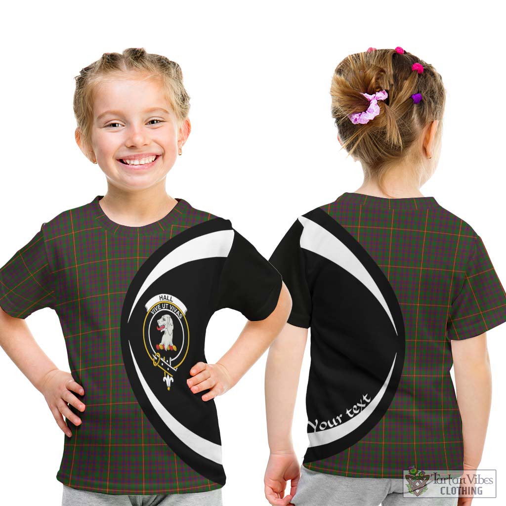 Hall Tartan Kid T-Shirt with Family Crest Circle Style - Tartan Vibes Clothing