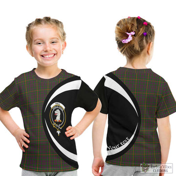 Hall Tartan Kid T-Shirt with Family Crest Circle Style - Tartan Vibes Clothing