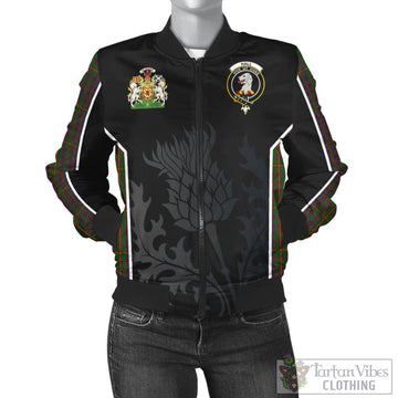 Hall Tartan Bomber Jacket with Family Crest and Scottish Thistle Vibes Sport Style