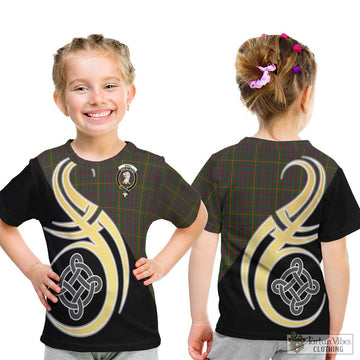 Hall Tartan Kid T-Shirt with Family Crest and Celtic Symbol Style - Tartan Vibes Clothing