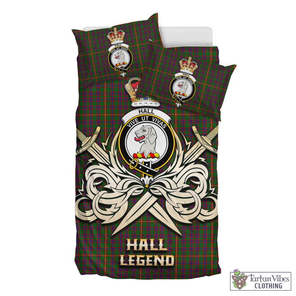 Tartan Vibes Clothing Hall Tartan Bedding Set with Clan Crest and the Golden Sword of Courageous Legacy