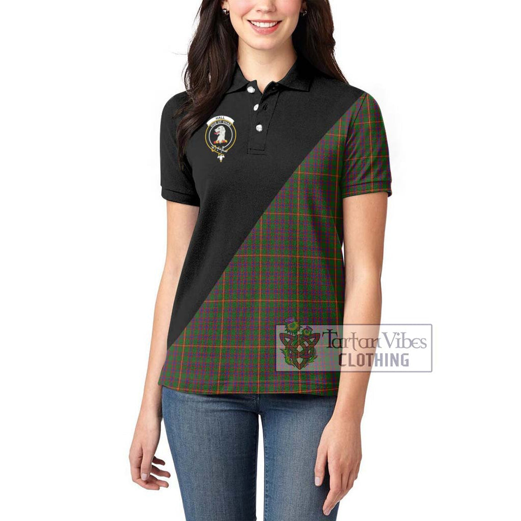 Hall Tartan Women's Polo Shirt with Family Crest and Military Logo Style - Tartanvibesclothing Shop