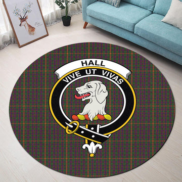 Hall Tartan Round Rug with Family Crest