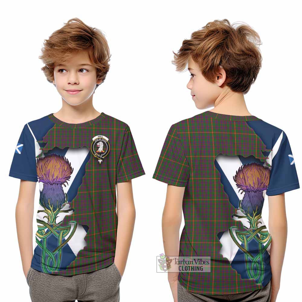 Tartan Vibes Clothing Hall Tartan Family Crest Kid T-Shirt Scottish Thistle Celtic Inspired