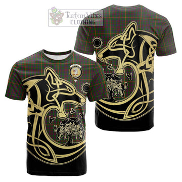 Tartan Vibes Clothing Hall Tartan Cotton T-shirt with Family Crest Celtic Wolf Style