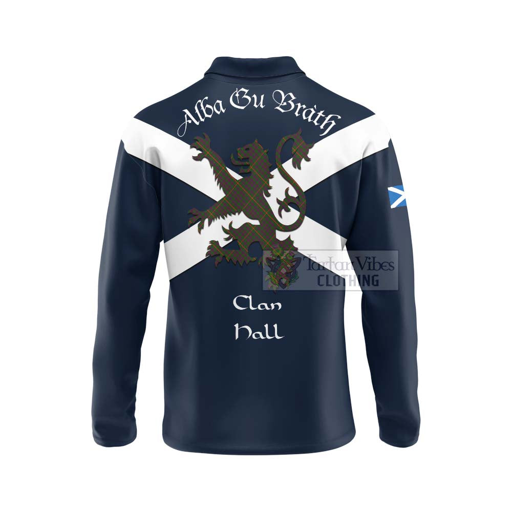 Tartan Vibes Clothing Hall Tartan Lion Rampant Long Sleeve Polo Shirt – Proudly Display Your Heritage with Alba Gu Brath and Clan Name