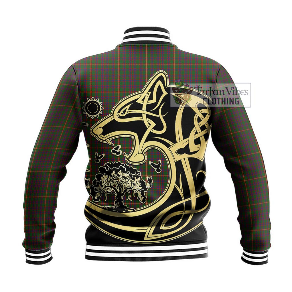Hall Tartan Baseball Jacket with Family Crest Celtic Wolf Style - Tartan Vibes Clothing