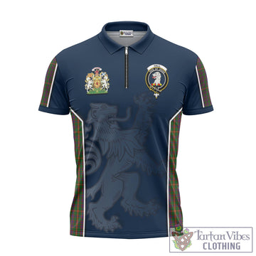 Tartan Vibes Clothing Hall Tartan Zipper Polo Shirt with Family Crest and Lion Rampant Vibes Sport Style