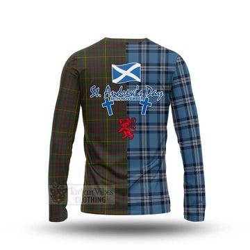 Tartan Vibes Clothing Hall Tartan Long Sleeve T-Shirt Happy St. Andrew's Day Half Tartan Style