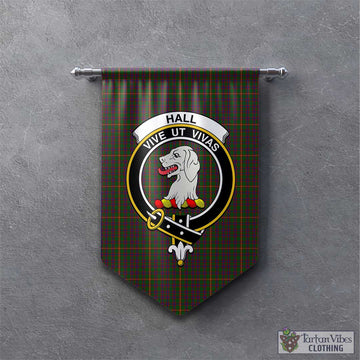 Hall Tartan Gonfalon, Tartan Banner with Family Crest