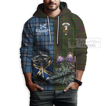 Tartan Vibes Clothing Hall Tartan Hoodie Happy St. Andrew's Day Half Tartan Style
