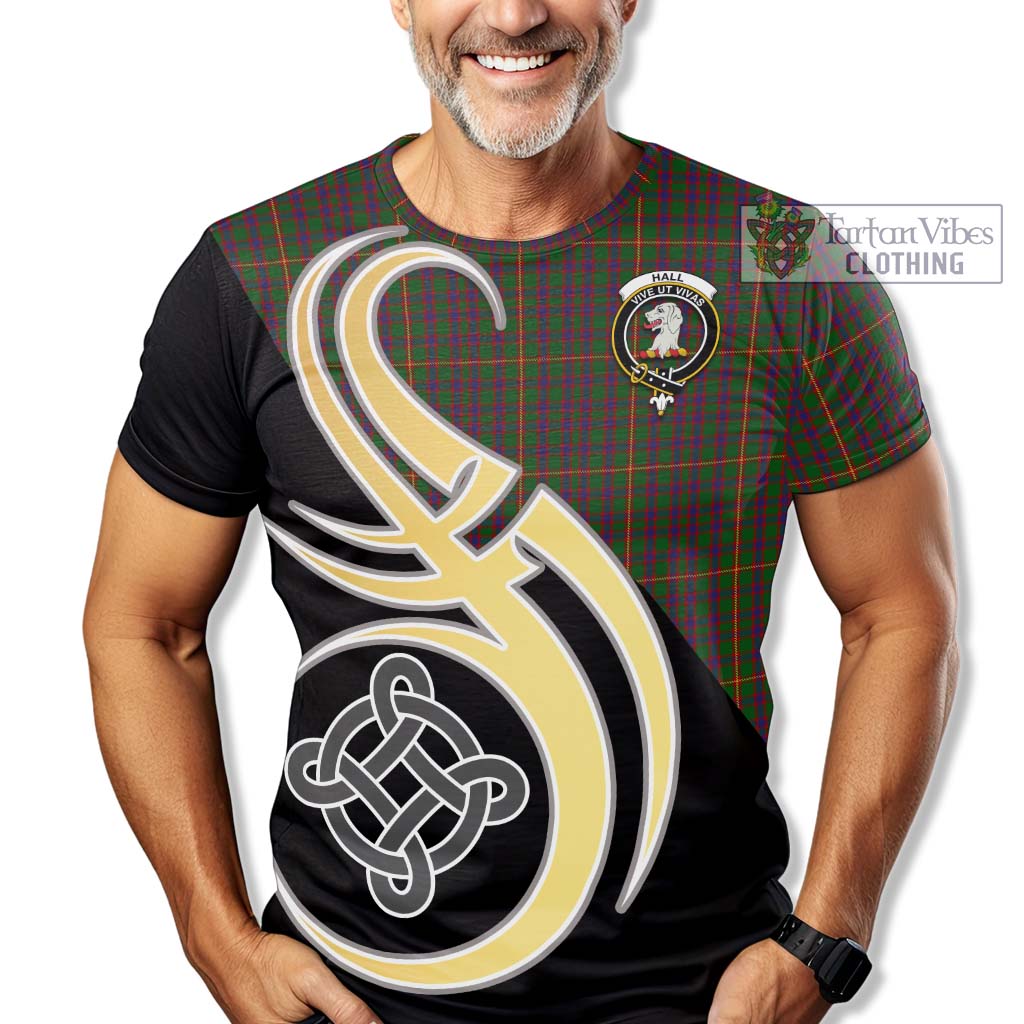 Tartan Vibes Clothing Hall Tartan T-Shirt with Family Crest and Celtic Symbol Style