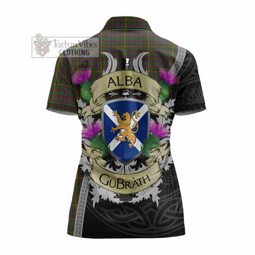 Hall Tartan Family Crest Women's Polo Shirt Lion Rampant Royal Thistle Shield Celtic Inspired