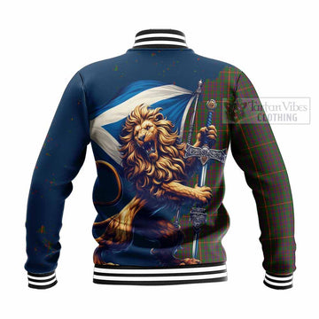 Tartan Vibes Clothing Hall Tartan Family Crest Baseball Jacket with Scottish Majestic Lion
