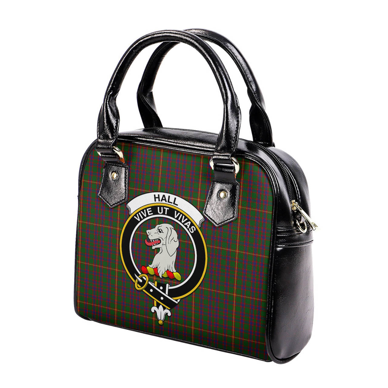 Hall Tartan Shoulder Handbags with Family Crest - Tartanvibesclothing