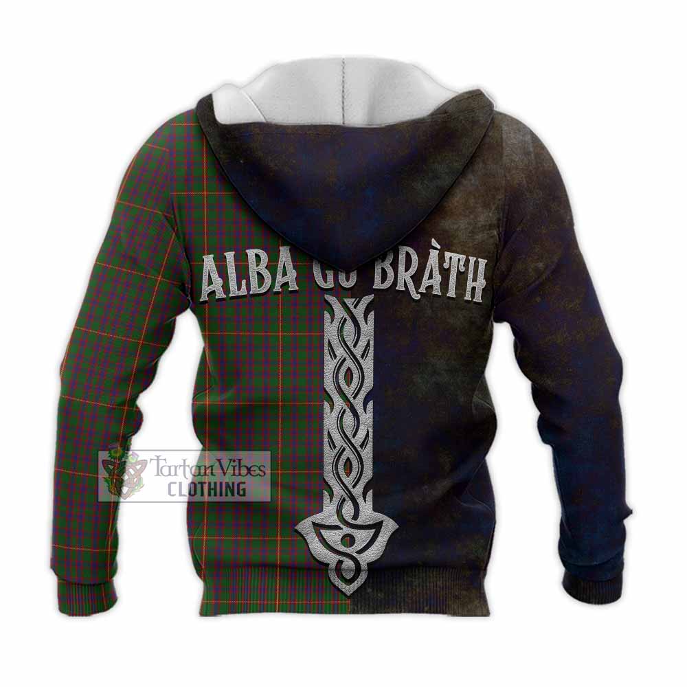 Tartan Vibes Clothing Hall Tartan Family Crest Knitted Hoodie Alba Gu Brath Be Brave Lion Ancient Style