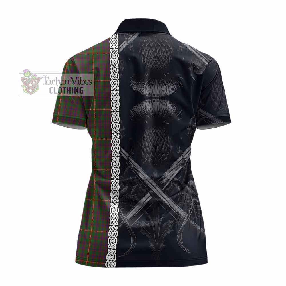 Tartan Vibes Clothing Hall Tartan Women's Polo Shirt with Family Crest Cross Sword Thistle Celtic Vibes