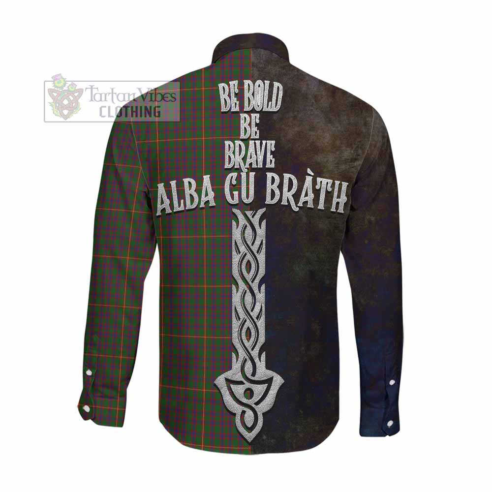 Tartan Vibes Clothing Hall Tartan Family Crest Long Sleeve Button Shirt Alba Gu Brath Be Brave Lion Ancient Style