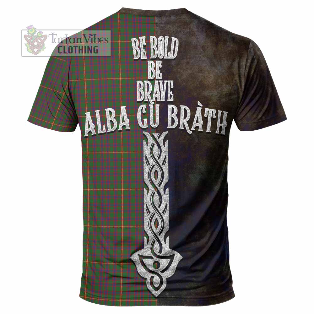 Tartan Vibes Clothing Hall Tartan Family Crest T-Shirt Alba Gu Brath Be Brave Lion Ancient Style