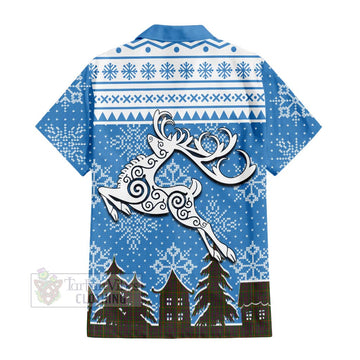 Hall Clan Christmas Hawaiian Shirt Celtic Reindeer Style