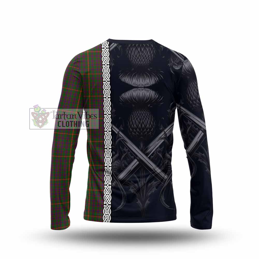 Tartan Vibes Clothing Hall Tartan Long Sleeve T-Shirt with Family Crest Cross Sword Thistle Celtic Vibes
