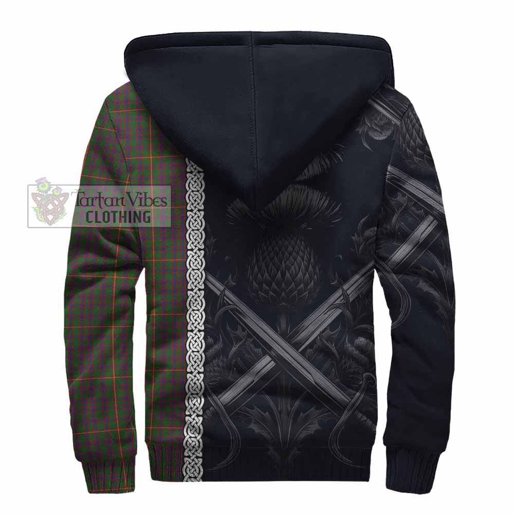 Tartan Vibes Clothing Hall Tartan Sherpa Hoodie with Family Crest Cross Sword Thistle Celtic Vibes