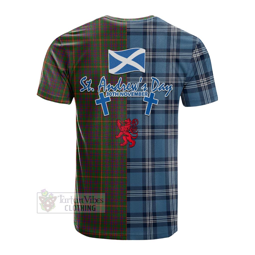 Tartan Vibes Clothing Hall Tartan Cotton T-shirt Happy St. Andrew's Day Half Tartan Style