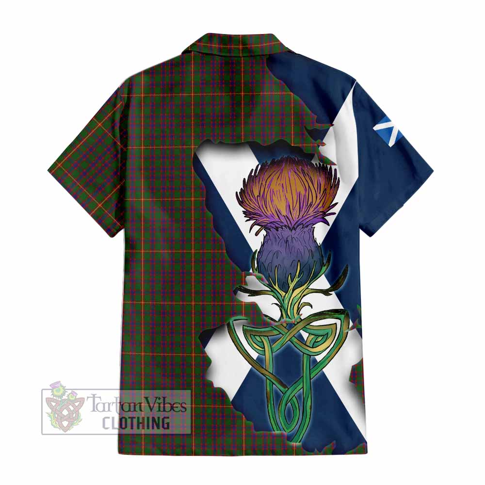Tartan Vibes Clothing Hall Tartan Family Crest Short Sleeve Button Shirt Scottish Thistle Celtic Inspired