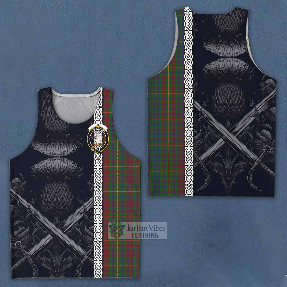 Tartan Vibes Clothing Hall Tartan Men's Tank Top with Family Crest Cross Sword Thistle Celtic Vibes