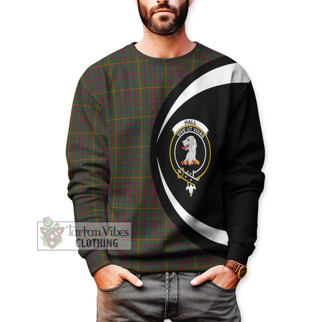 Hall Tartan Sweatshirt with Family Crest Circle Style - Tartan Vibes Clothing
