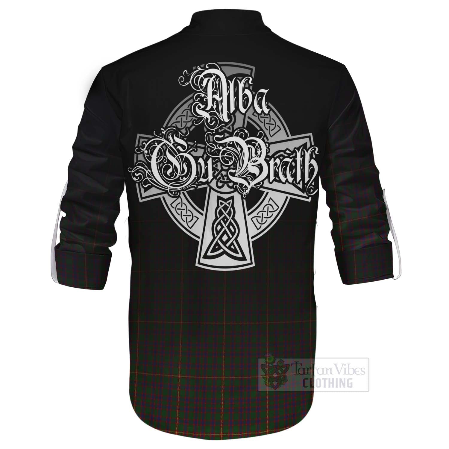 Tartan Vibes Clothing Hall Tartan Ghillie Kilt Shirt Featuring Alba Gu Brath Family Crest Celtic Inspired