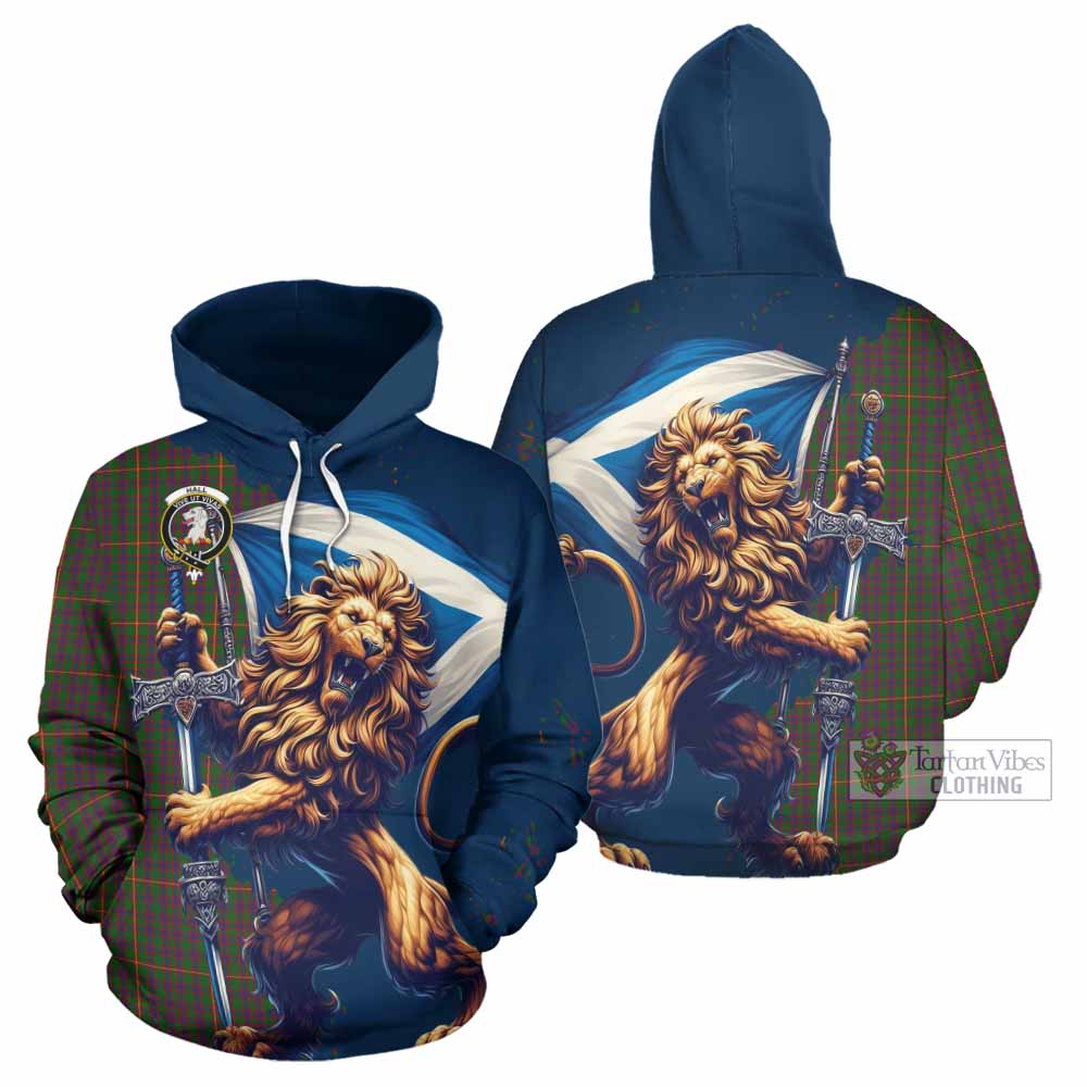 Hall Tartan Family Crest Hoodie with Scottish Majestic Lion