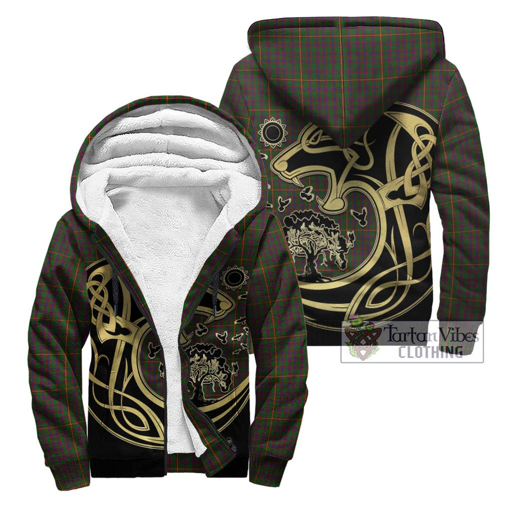 Hall Tartan Sherpa Hoodie with Family Crest Celtic Wolf Style Unisex - Tartan Vibes Clothing
