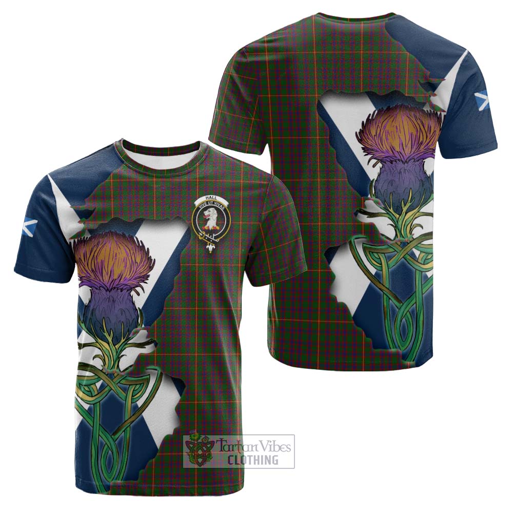 Tartan Vibes Clothing Hall Tartan Family Crest Cotton T-shirt Scottish Thistle Celtic Inspired