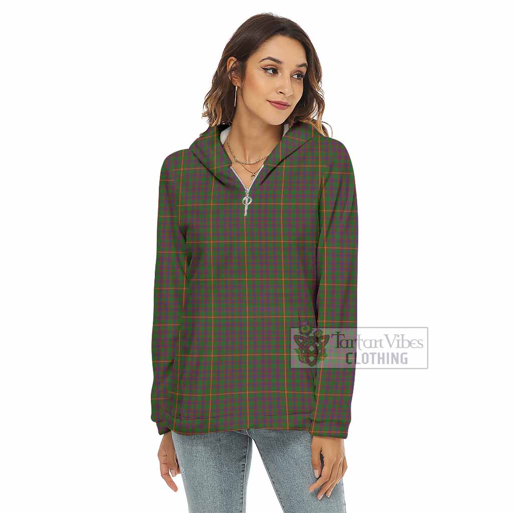Tartan Vibes Clothing Hall Tartan Women's Borg  Half Zip Fleece Hoodie