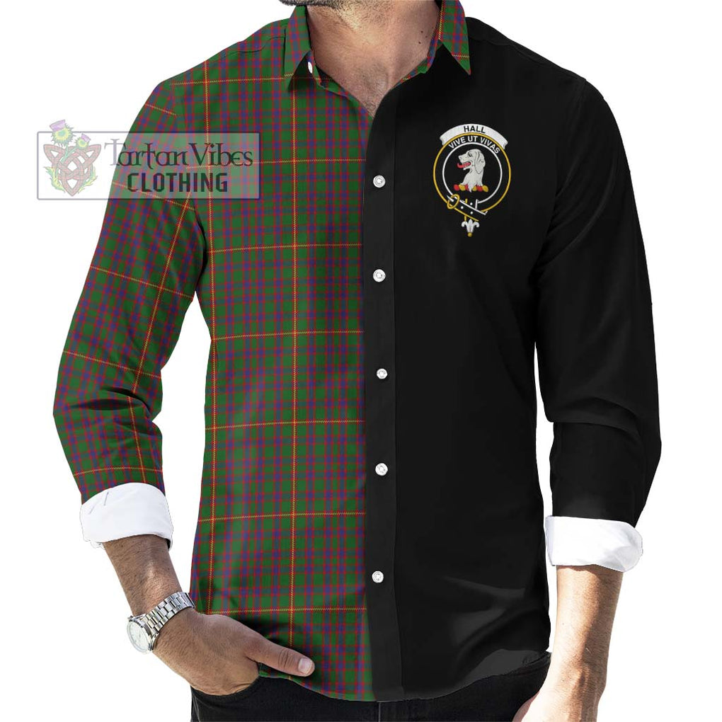 Hall Tartan Long Sleeve Button Shirt with Family Crest and Half Of Me Style - Tartanvibesclothing Shop
