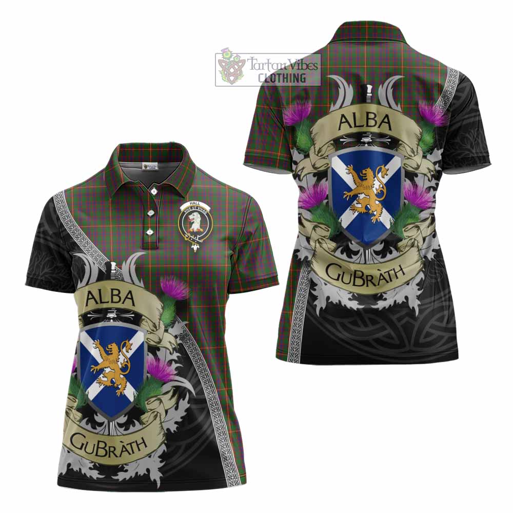 Tartan Vibes Clothing Hall Tartan Family Crest Women's Polo Shirt Lion Rampant Royal Thistle Shield Celtic Inspired
