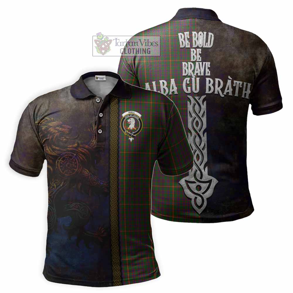 Tartan Vibes Clothing Hall Tartan Family Crest Polo Shirt Alba Gu Brath Be Brave Lion Ancient Style