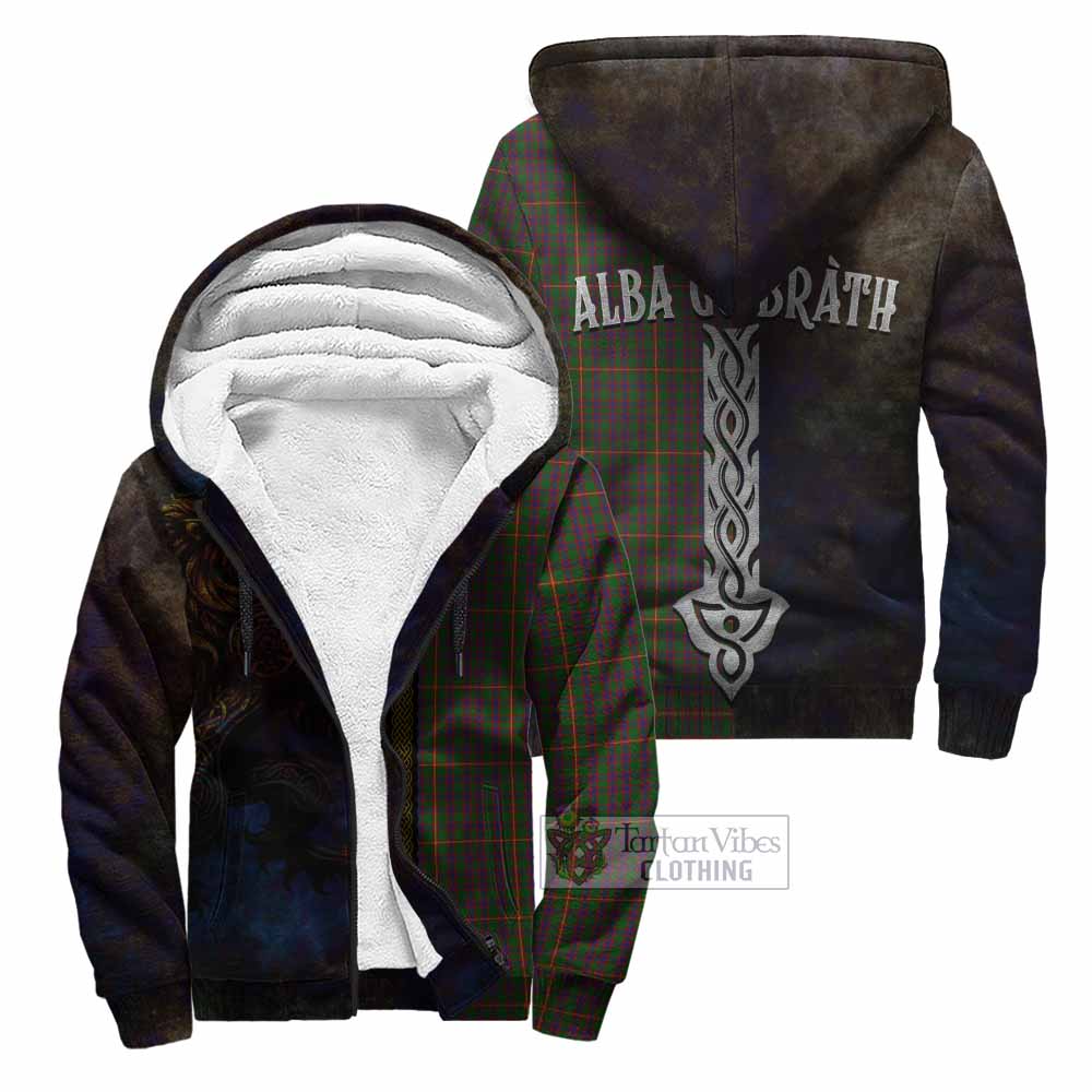 Tartan Vibes Clothing Hall Tartan Family Crest Sherpa Hoodie Alba Gu Brath Be Brave Lion Ancient Style