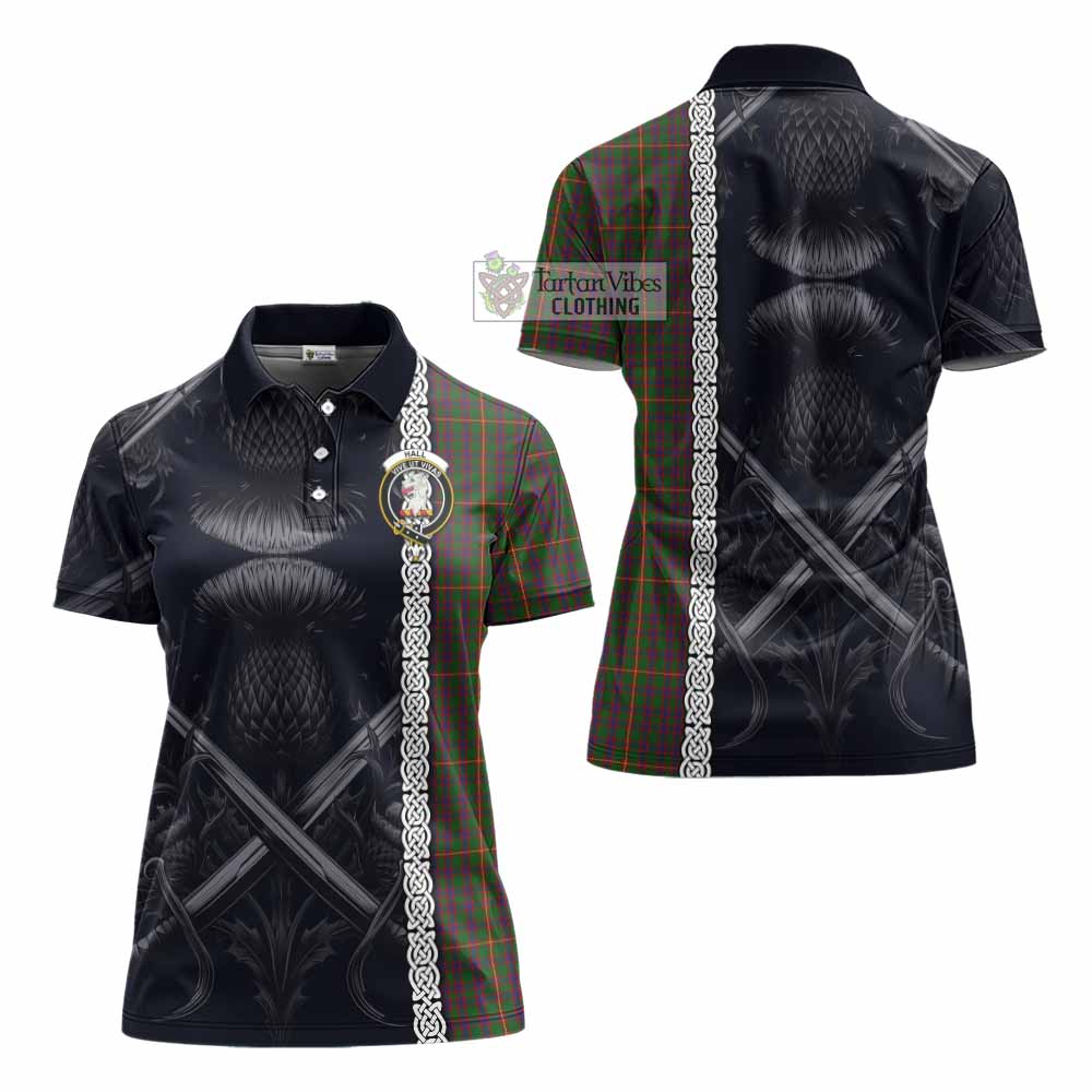 Tartan Vibes Clothing Hall Tartan Women's Polo Shirt with Family Crest Cross Sword Thistle Celtic Vibes
